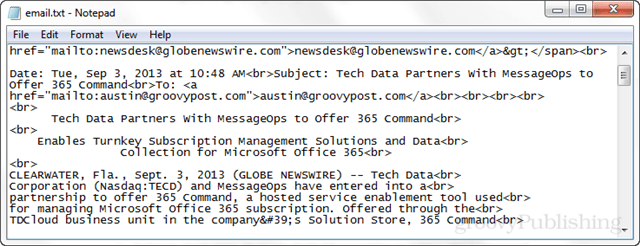 حفظ وعرض بيانات مصدر البريد الإلكتروني الكاملة في Outlook 2013