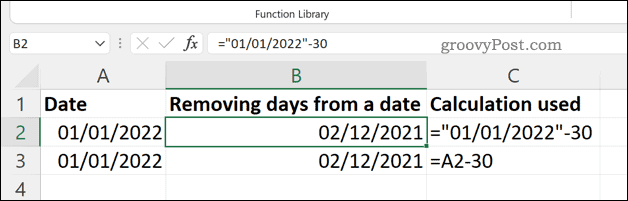 إزالة أيام من تاريخ في Excel