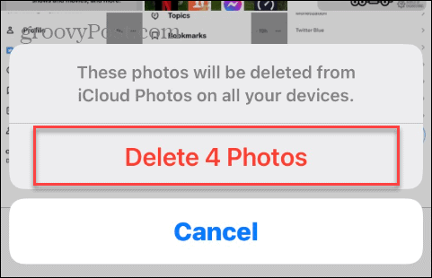 حذف الصور من iCloud