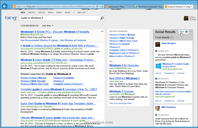 مايكروسوفت تعزز Bing Facebook Social Search Sidebar