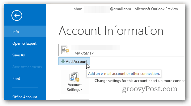 إضافة حساب Outlook 2013