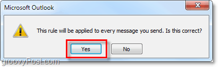 تطبيق القاعدة على كافة الرسائل في Outlook 2010