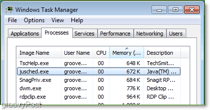 لقطة الشاشة: Windows 7 Task Manager