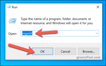 بدء تشغيل Regedit باستخدام "تشغيل" في نظام التشغيل Windows 10