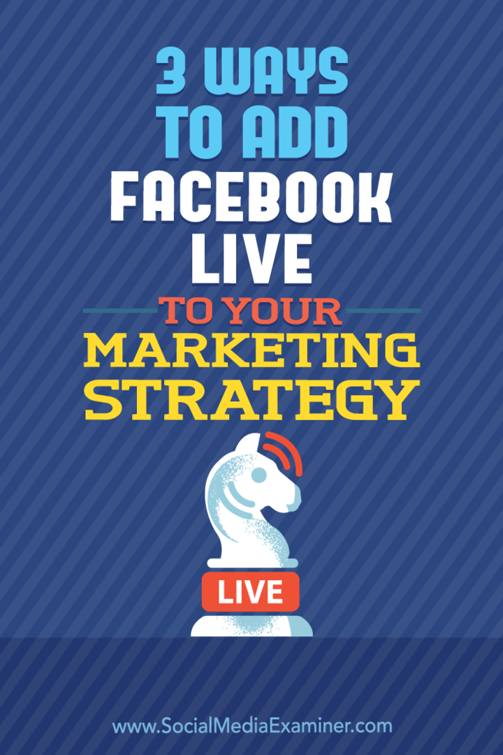 3 طرق لإضافة Facebook Live إلى إستراتيجية التسويق الخاصة بك بواسطة Matt Secrist على Social Media Examiner.