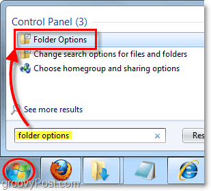 ضبط خيارات المجلد لنظام التشغيل Windows 7