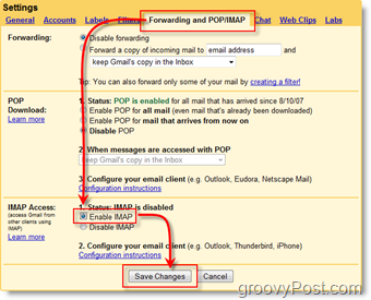 استخدم Outlook 2007 مع حساب بريد GMAIL على الويب باستخدام iMAP