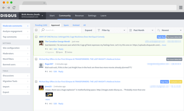 طرح Disqus لوحة تنسيق أكثر ذكاءً وفعالية تقلل الوقت الذي يقضيه المستخدمون في إدارة التعليقات.