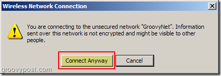 Windows XP Wireless Network Connection تحذير غير آمن للشبكة:: groovyPost.com