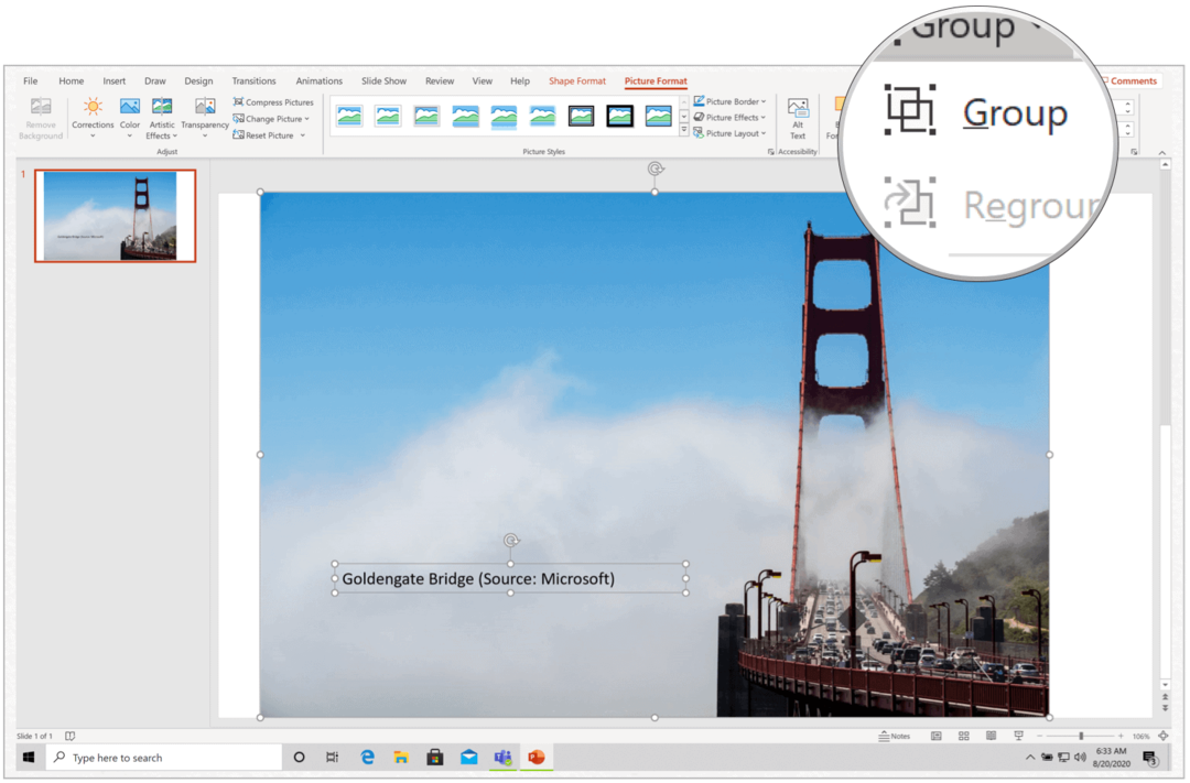 Microsoft PowerPoint لـ Windows ، إدراج التسمية التوضيحية