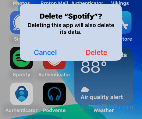 حذف تطبيق Spotify على الايفون