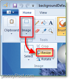 قم بتغيير حجم صورتك في طلاء Windows 7 بالنقر فوق الصورة ثم تغيير الحجم