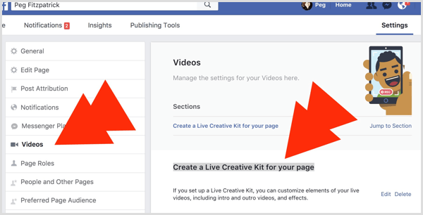 مجموعة أدوات Facebook Live Creative للصفحة