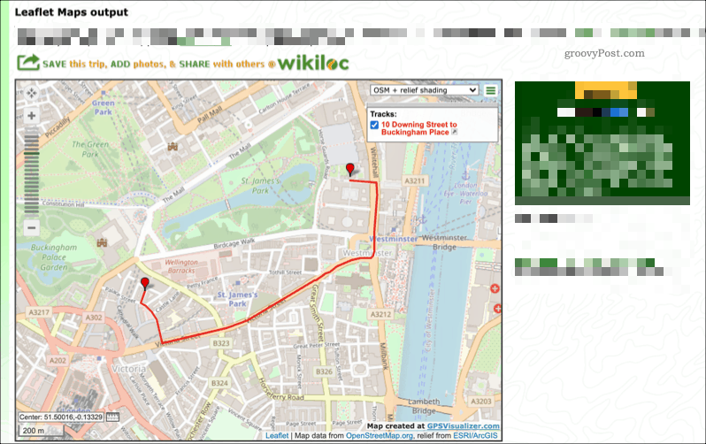 مثال لخريطة تم إنشاؤها باستخدام خدمة GPS Visualizer