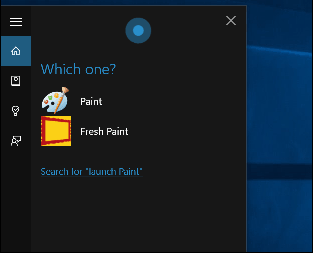 تطبيق Cortana Launch Paint