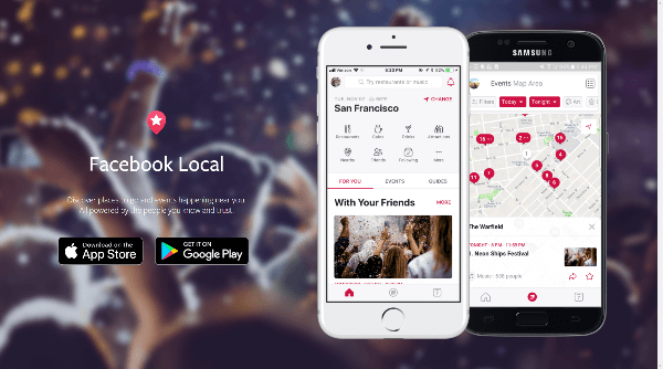 قدم Facebook Facebook Local ، وهو تطبيق جديد يتيح لك تصفح جميع الأشياء الرائعة التي تحدث في المكان الذي تعيش فيه أو في المكان الذي تسافر إليه.