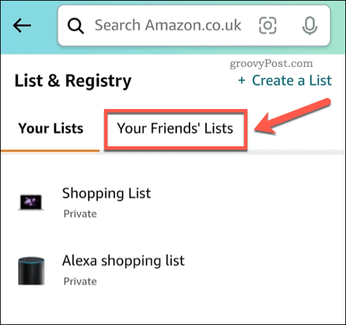اعرض قوائم رغبات الأصدقاء في تطبيق Amazon