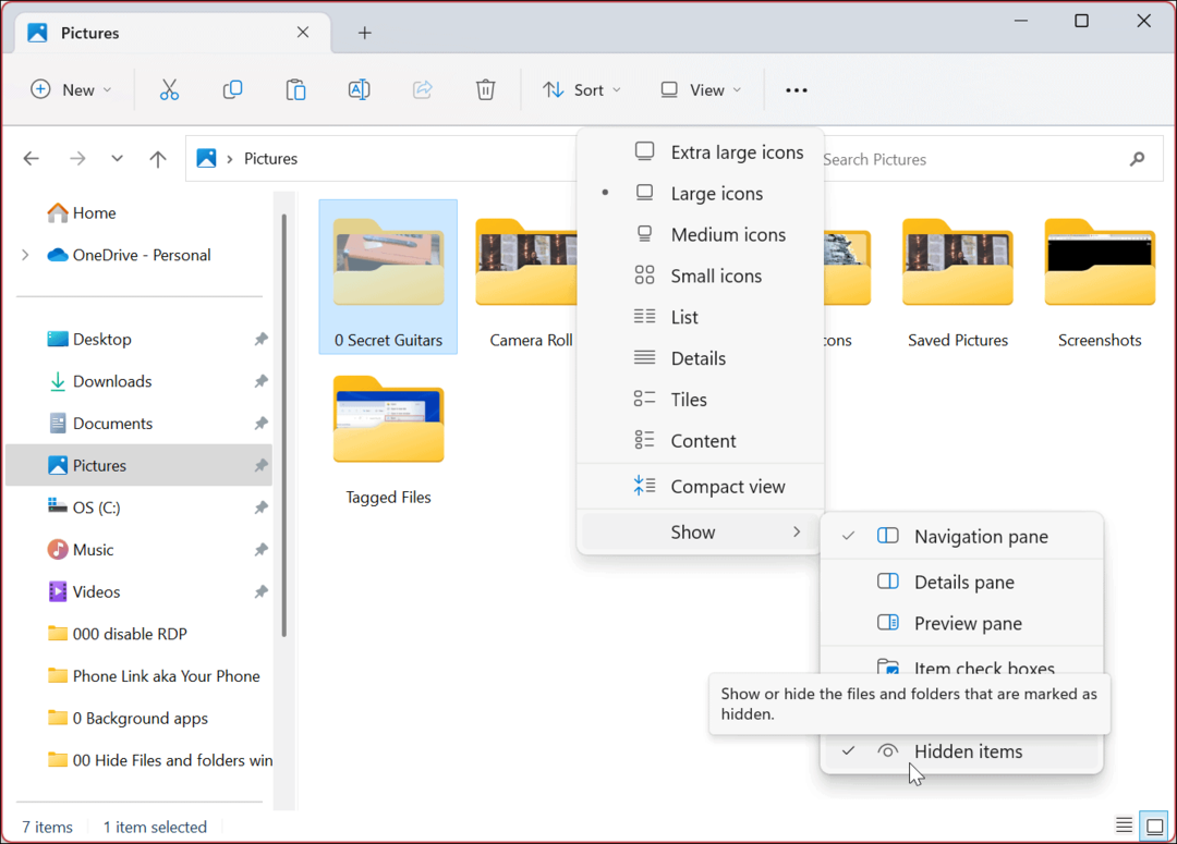إخفاء الملفات والمجلدات على Windows 11