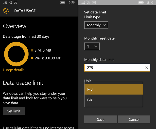 كيفية إدارة استخدام بيانات الهاتف المحمول على Windows Phone