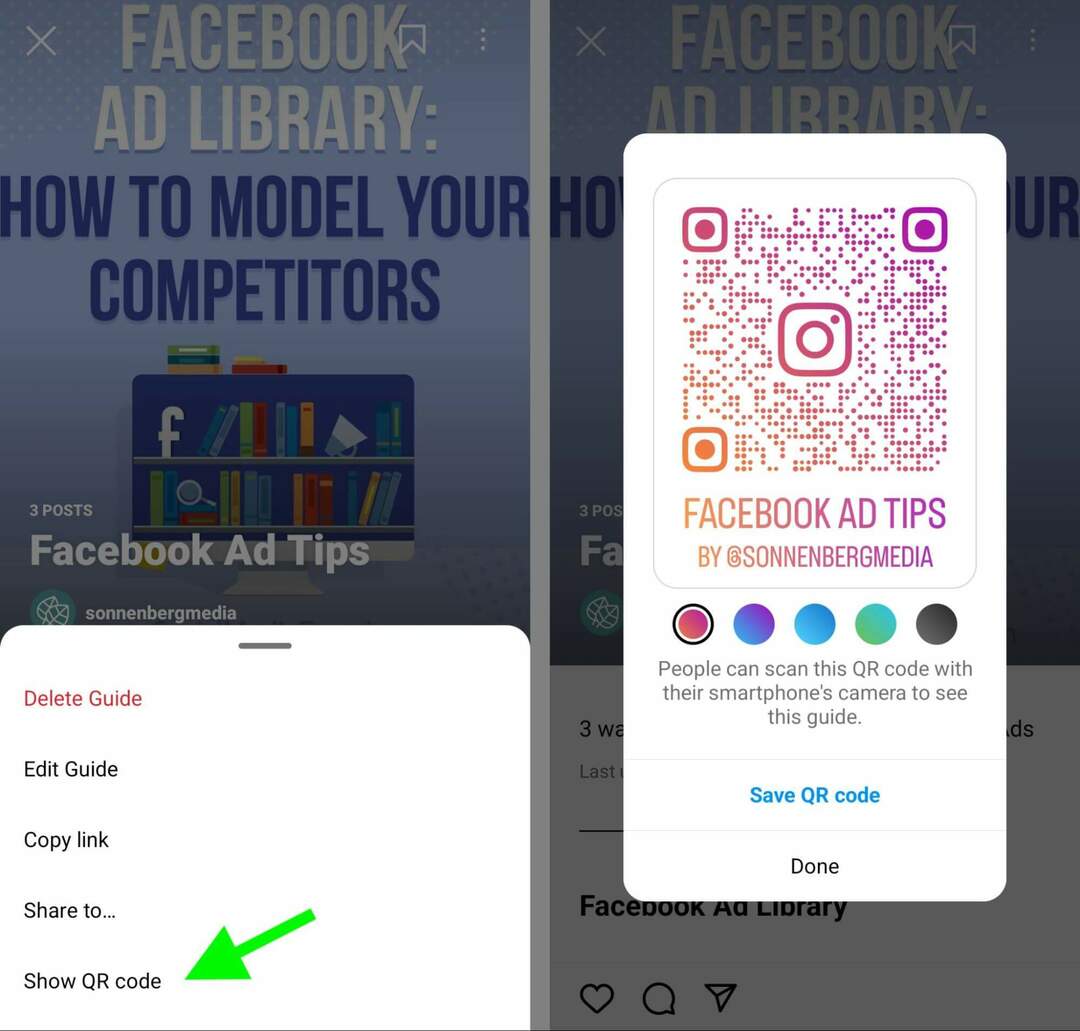 كيفية إنشاء Instagram-qr-code-to-share-a-guide-native-GUides-places-products-posts-sonnenbergmedia-example-7