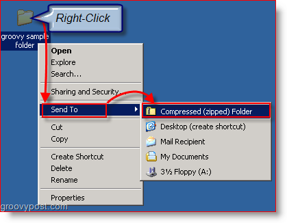 ضغط الملفات والمجلدات باستخدام Windows XP