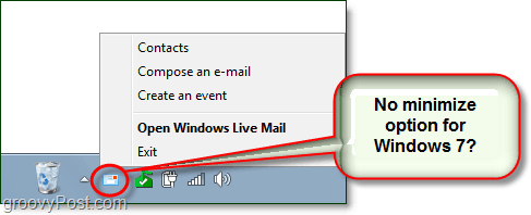 كيفية تقليل البريد المباشر إلى علبة النظام في ويندوز 7