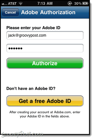 تفويض باستخدام معرف Adobe الخاص بك