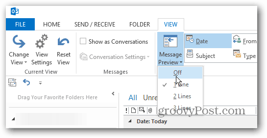 كيفية تخصيص معاينة الرسائل في Outlook 2013