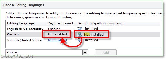 تمكين التدقيق الإملائي وتخطيطات لوحة المفاتيح للغات الخام في Office 2010