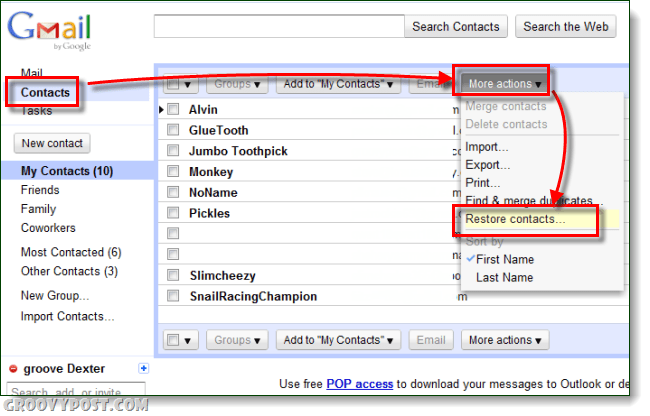كيفية إلغاء حذف جهات اتصال Gmail