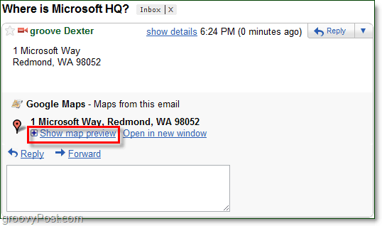 عرض معاينات الخريطة في Gmail