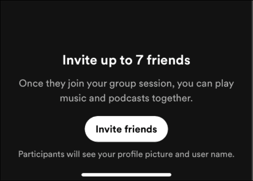 زر دعوة الأصدقاء الاستماع إلى Spotify مع الأصدقاء