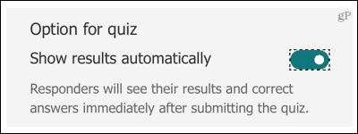 Microsoft Forms Quiz ، إظهار النتائج تلقائيًا