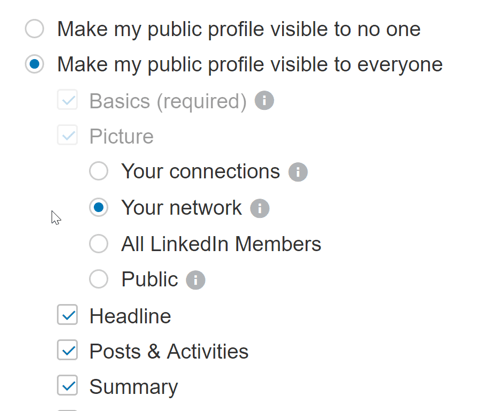 تأكد من أن إعدادات ملفك الشخصي على LinkedIn تسمح لأي شخص بمشاهدة مشاركاتك العامة.