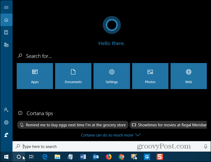 Cortana في Windows 10