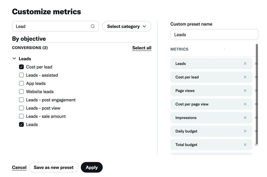 how-to-check-conversion-event-analytics-using-twitter-pixel-custom-metrics-custom-preset-name-example-27