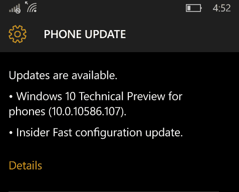 Windows 10 Mobile Insider Preview Build 10586.107 و Release Preview Ring