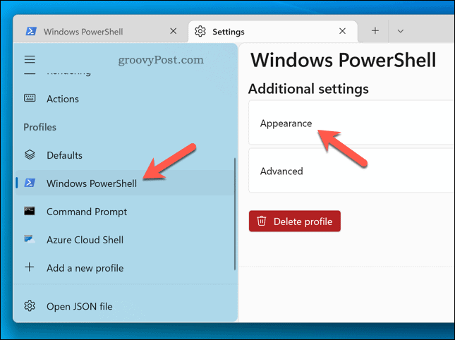 تغيير إعدادات مظهر Windows Terminal