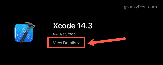 تفاصيل عرض xcode