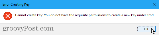 لا يمكن إنشاء خطأ رئيسي في تسجيل Windows