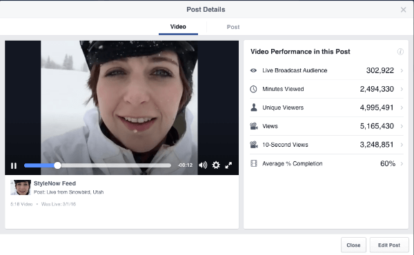 قياسات الفيديو الحية الفيسبوك