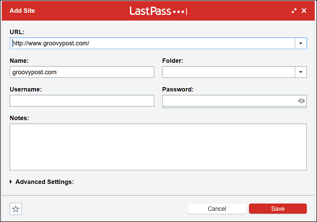 نموذج موقع Lasspass
