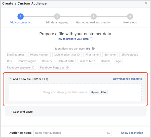 تحميل بيانات العملاء على Facebook
