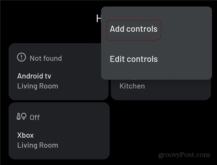إضافة عناصر تحكم Android Smart Home