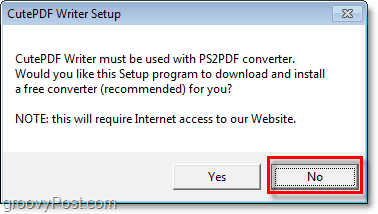 تجنب تثبيت PS2PDF في Windows 7