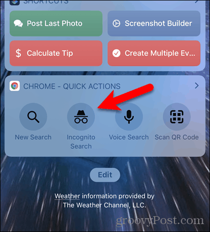 انقر على بحث التصفح المتخفي على أداة Chrome في iOS