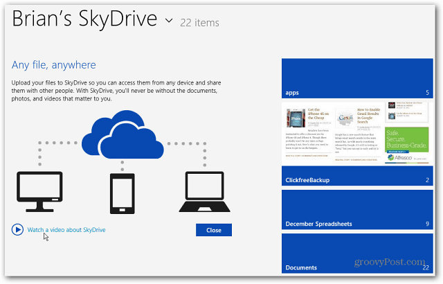 شاشة بدء SkyDrive جديدة