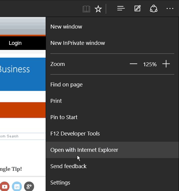 مفتوح مع IE Microsoft Edge