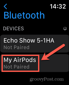 Apple Watch غير مقترنة airpods