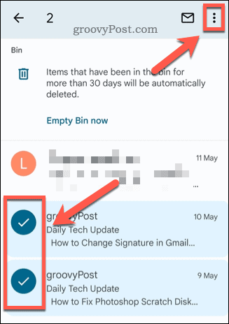 تحديد رسائل البريد الإلكتروني في مجلد مهملات Gmail